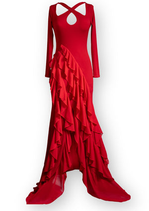 Red waterfall cascade dress - Gert - Johan Coetzee