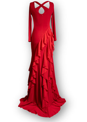 Red waterfall cascade dress - Gert - Johan Coetzee