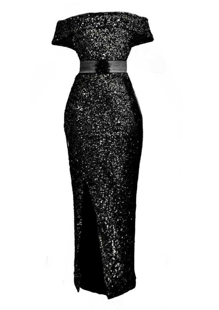 Slit Sequin Dress - Black - Gert - Johan Coetzee