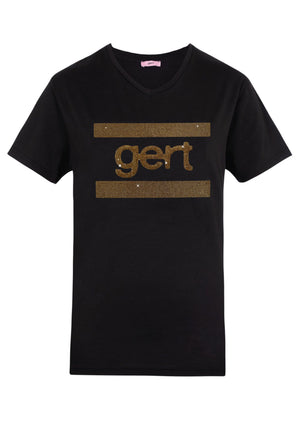 Gert Gold Crystal T-Shirt-Black