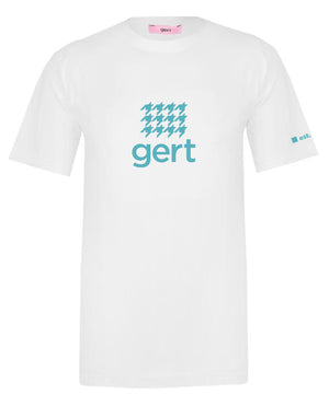 Houndstooth Gert Logo Print T-Shirt-White