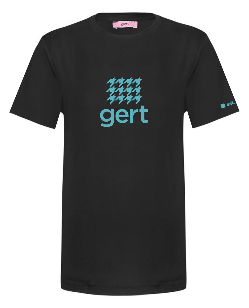Houndstooth Gert Logo Print T-shirt -Black