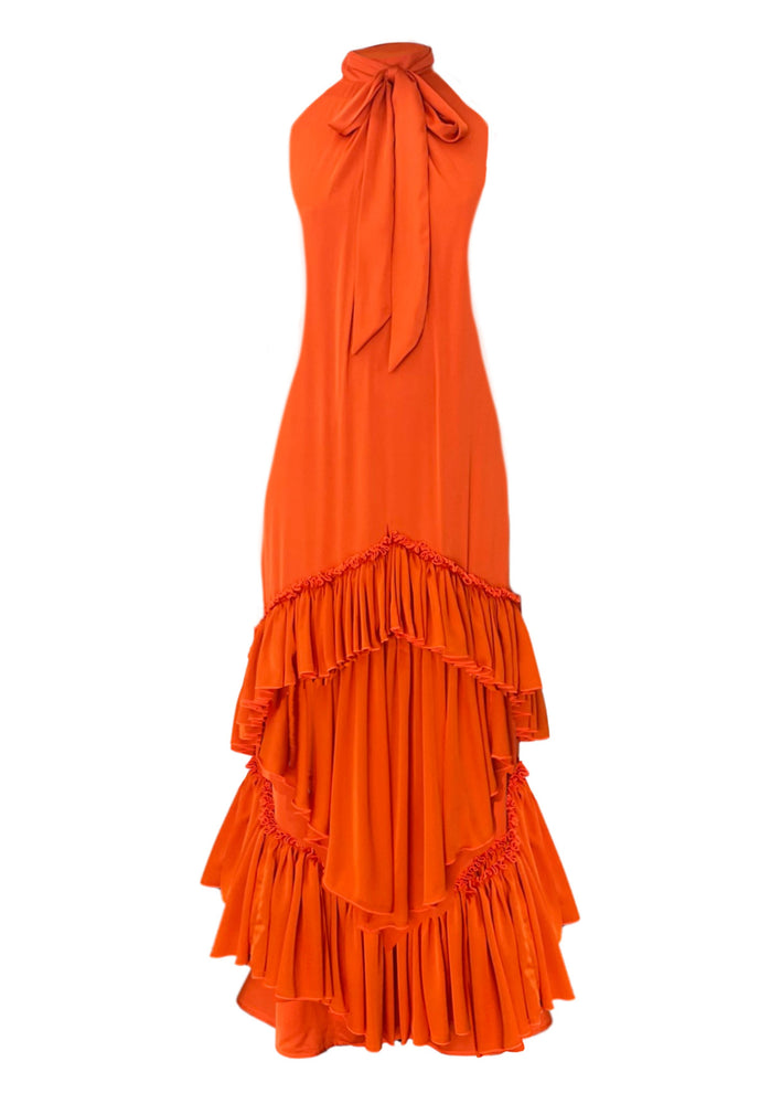 High Neck Maxi Dress- Orange