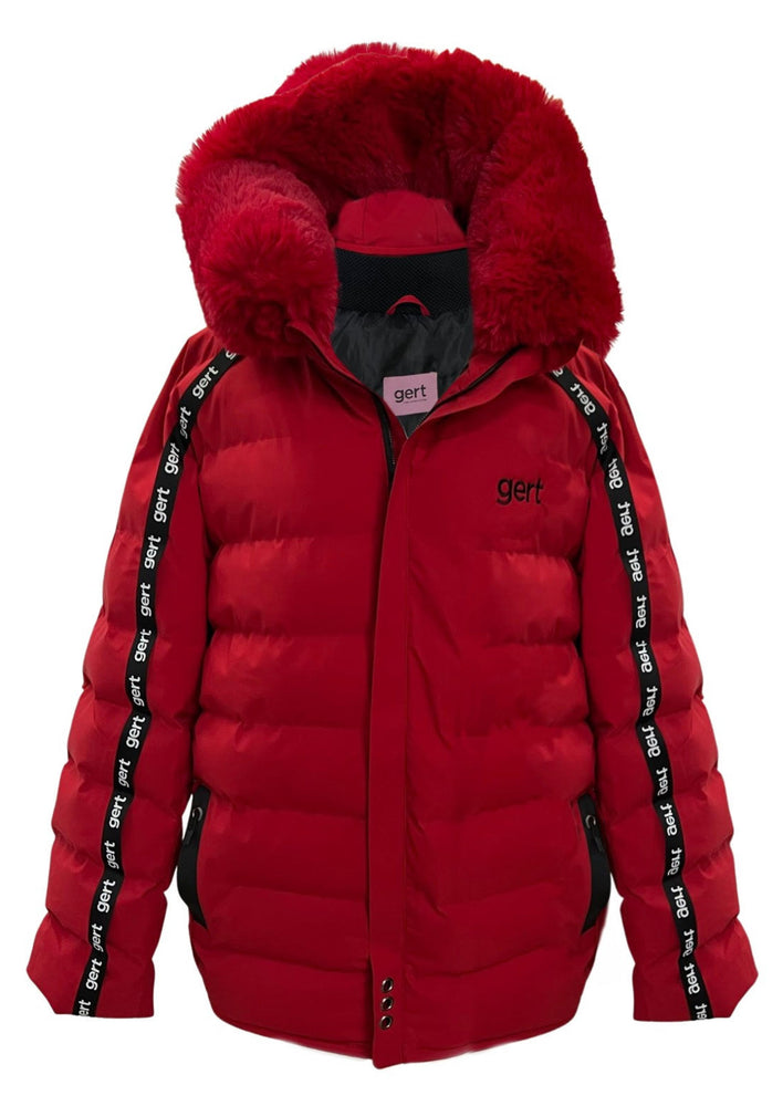 Red puffy jacket