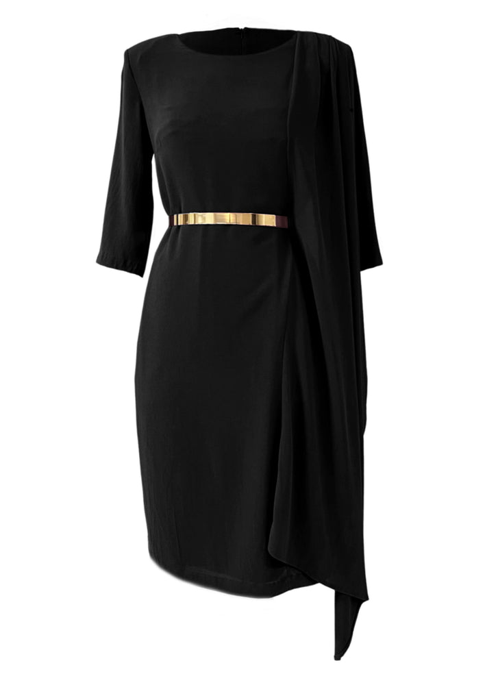 Black Shifting Cascade Dress