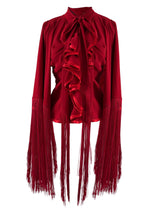 Flounce and Fringe Blouse- Red