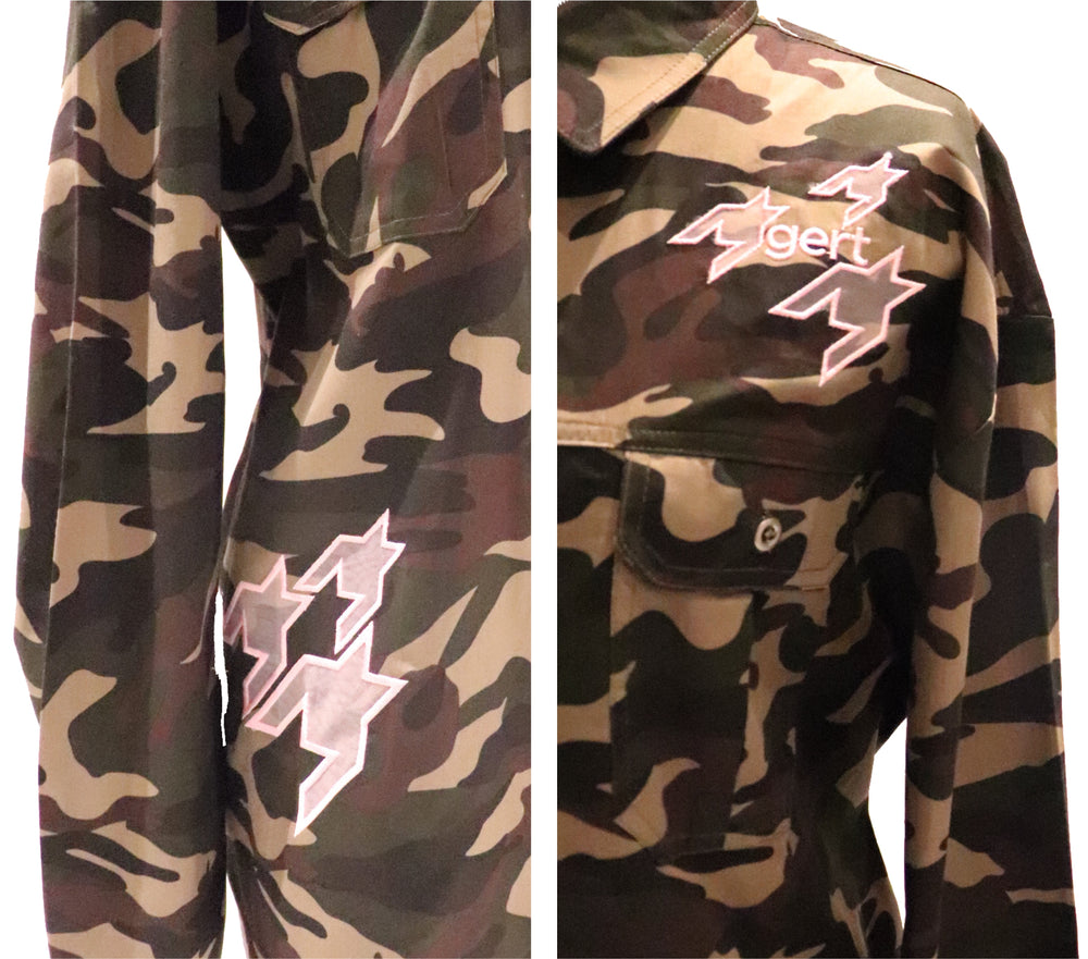 Oversized Camo Cotton Shirt (corset sold separately)