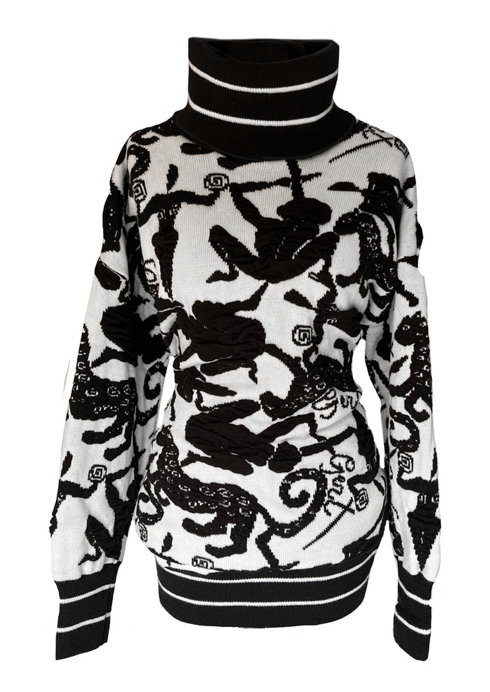 White and Black Oversized Knit Top