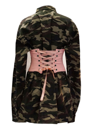 Oversized Camo Cotton Shirt (corset sold separately)