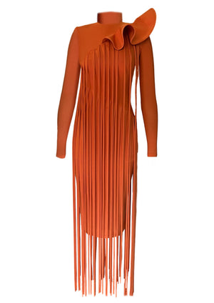 Fire Orange Fringe Dress