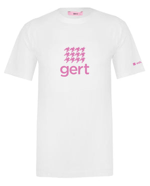 Houndstooth Gert Logo Print T-Shirt-White