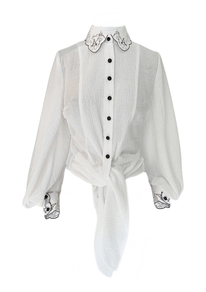 White Scallop Blouse